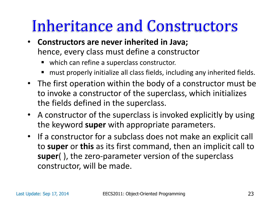 inheritance and constructors constructors