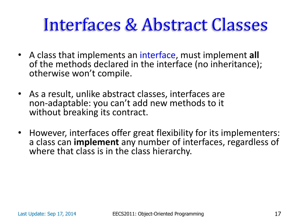 interfaces abstract classes