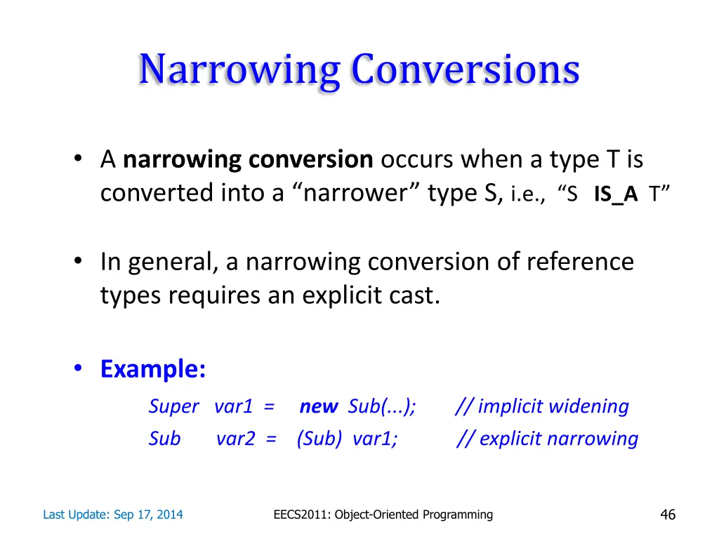 narrowing conversions