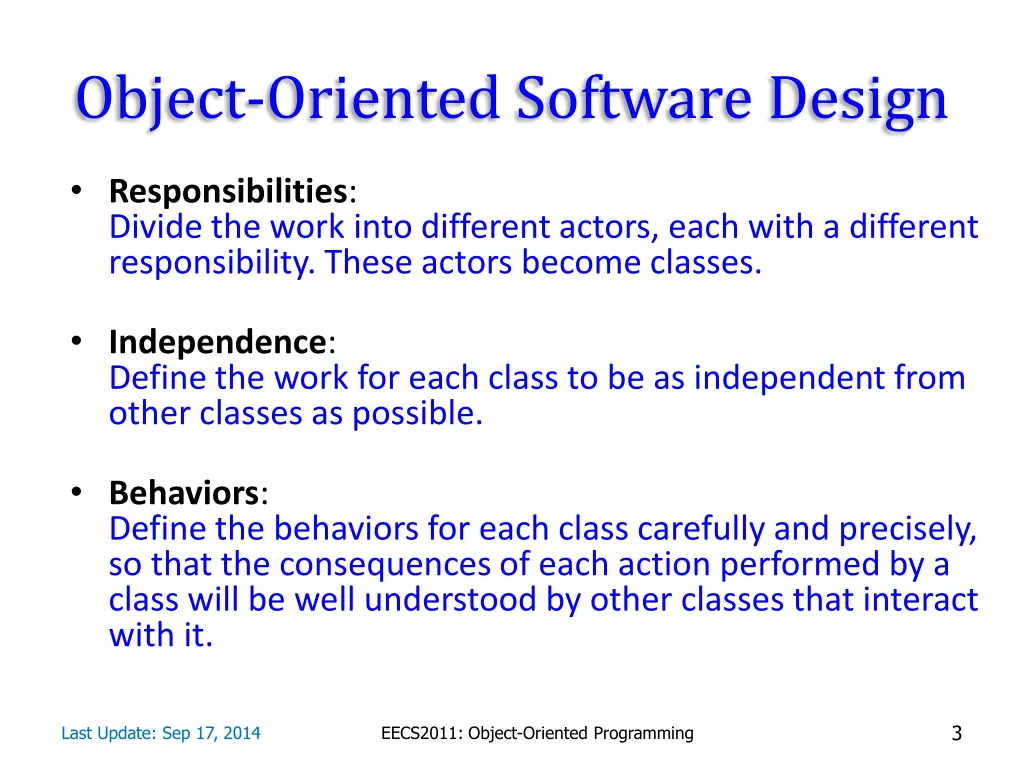 object oriented software design