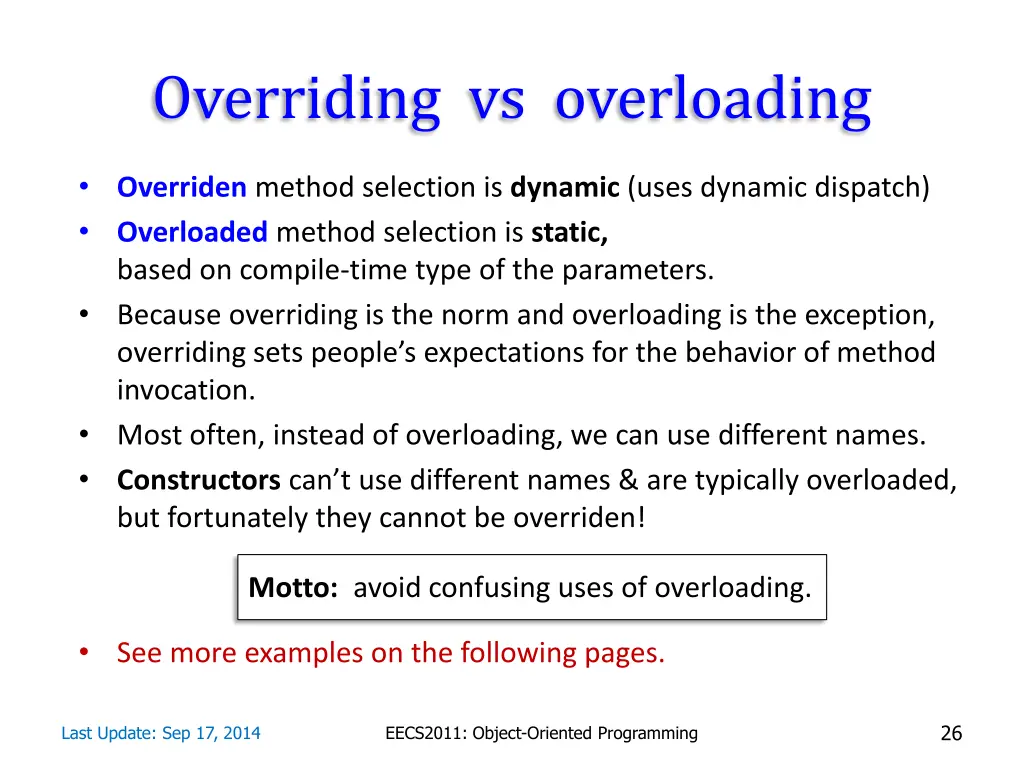 overriding vs overloading