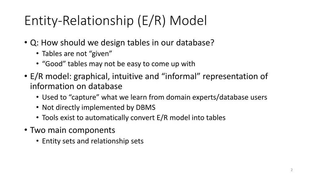entity relationship e r model