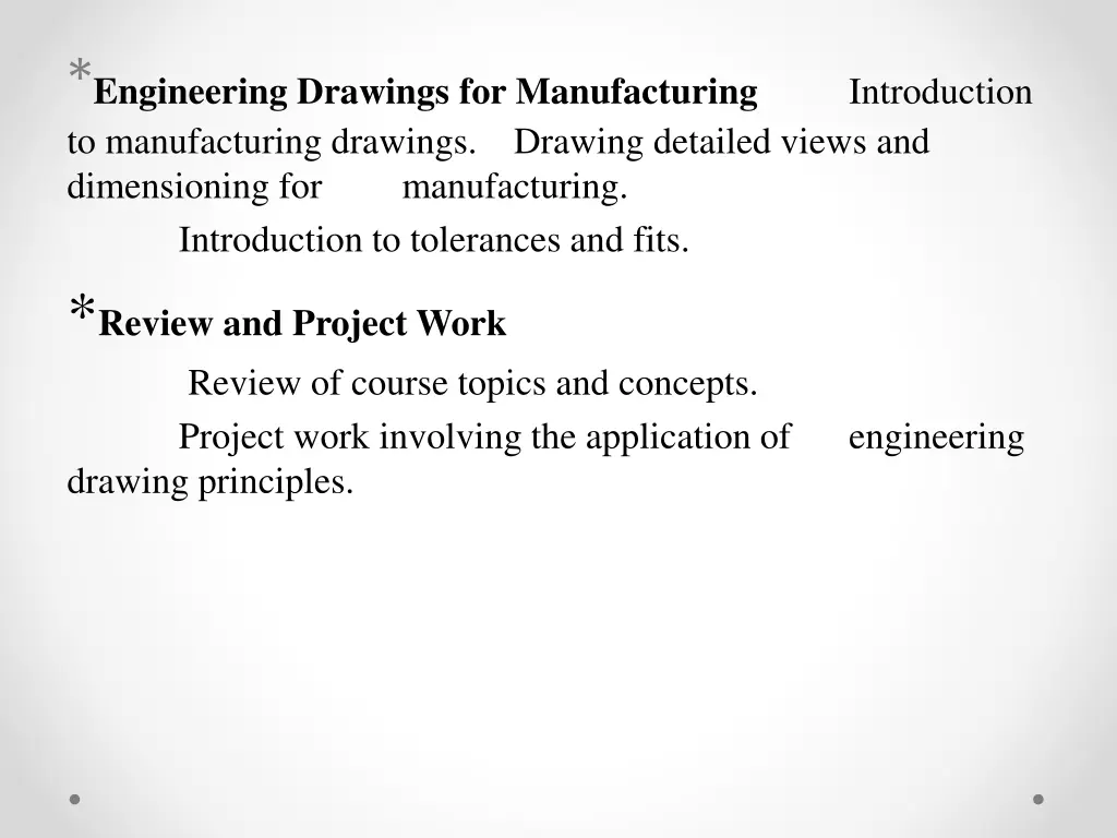 engineering drawings for manufacturing