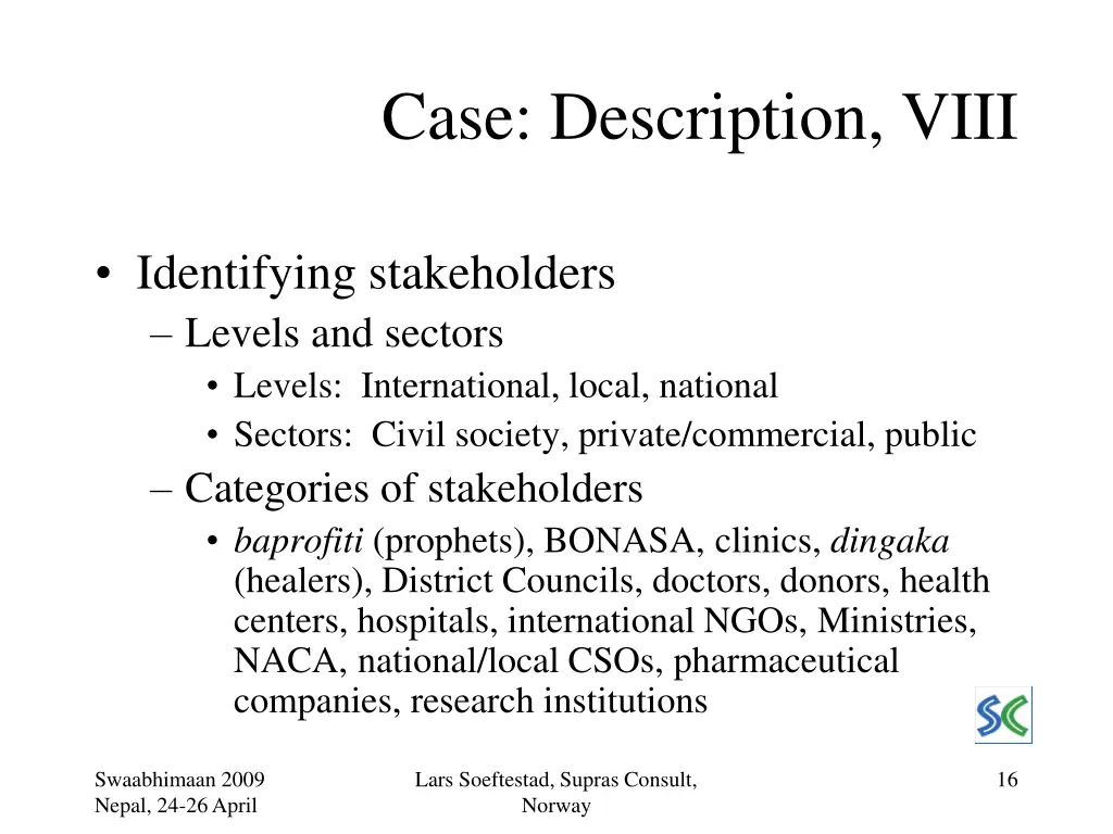 case description viii