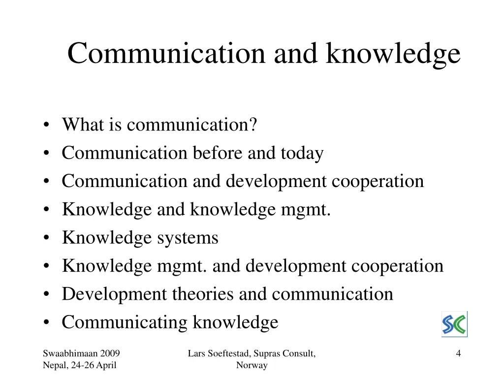 communication and knowledge