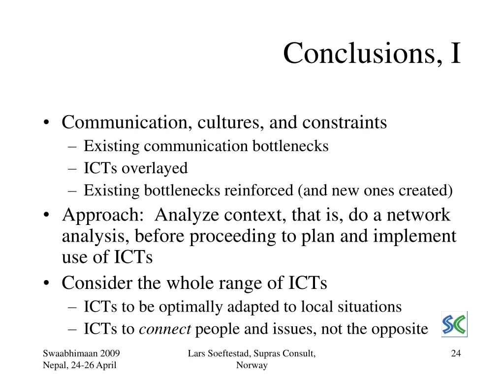 conclusions i