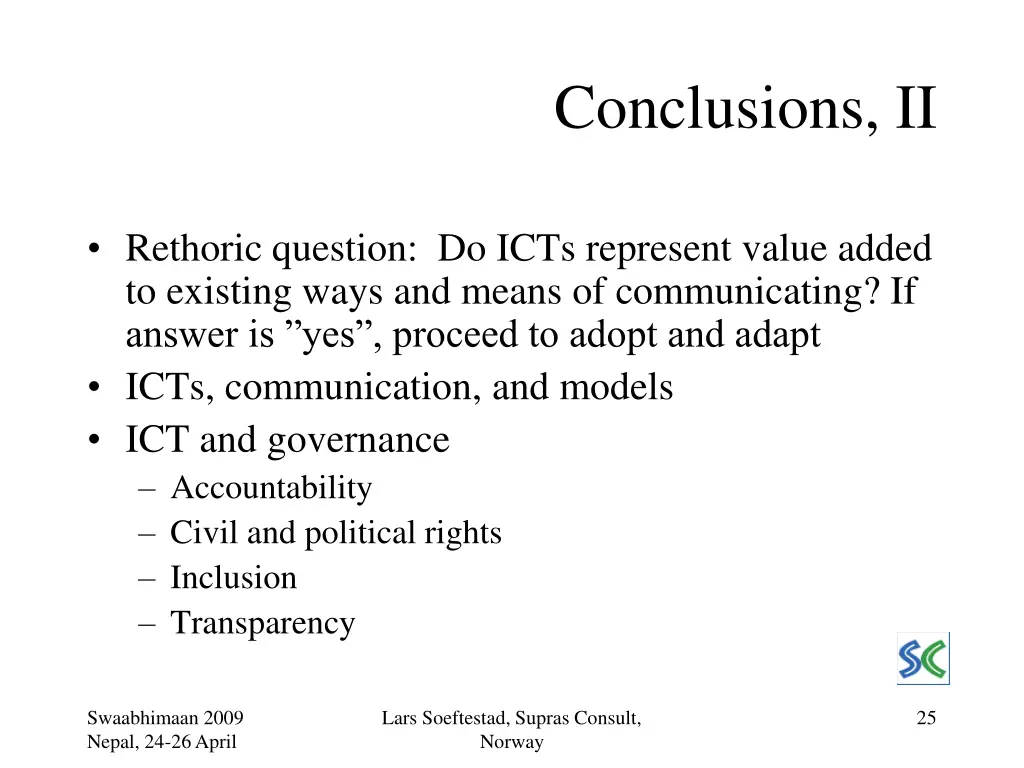 conclusions ii