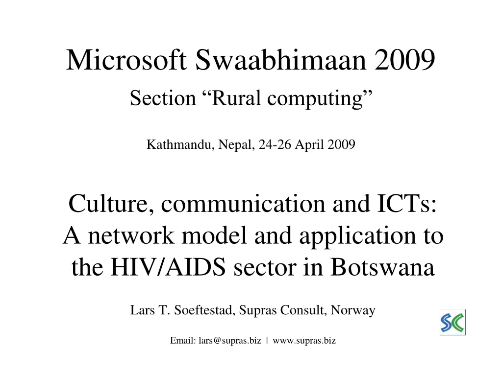 microsoft swaabhimaan 2009 section rural computing