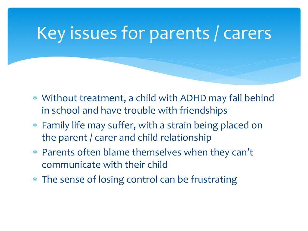 key issues for parents carers