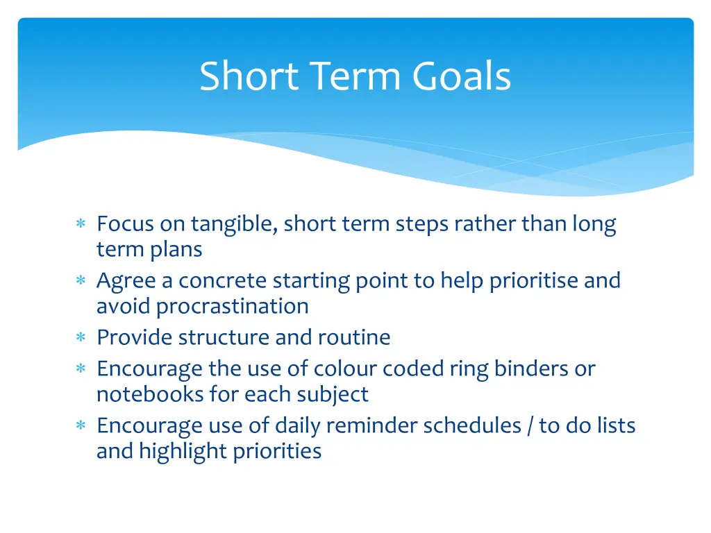short term goals
