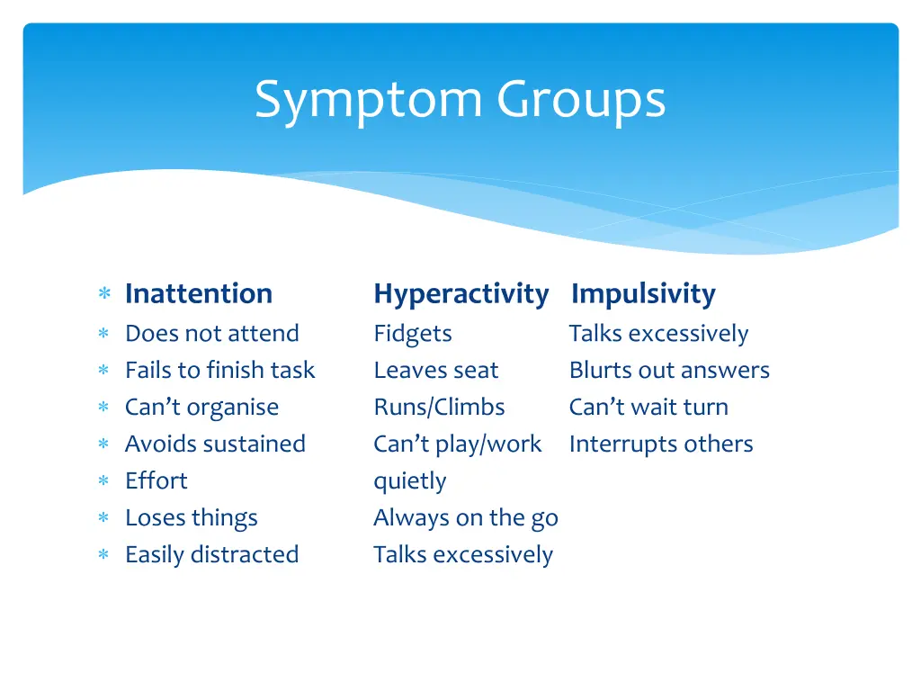symptom groups