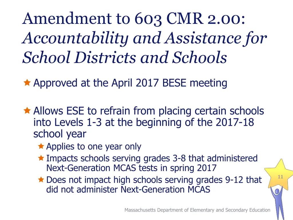 amendment to 603 cmr 2 00 accountability