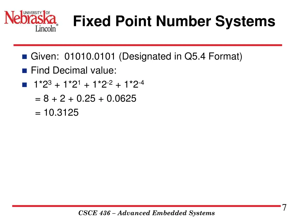 fixed point number systems