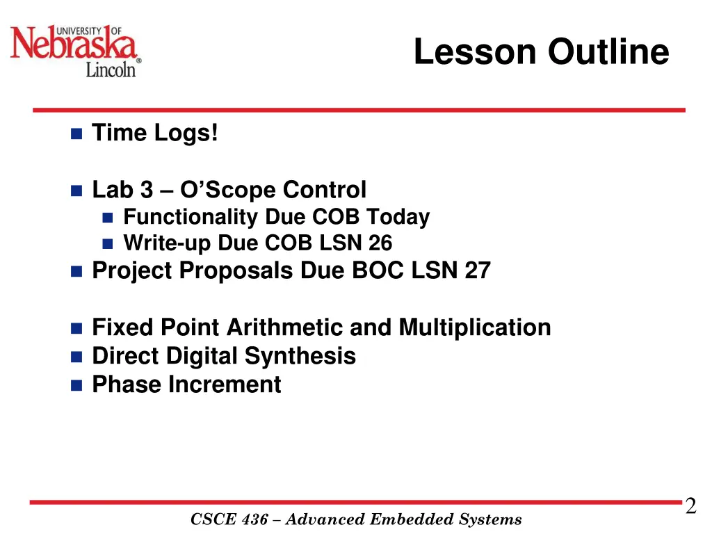 lesson outline
