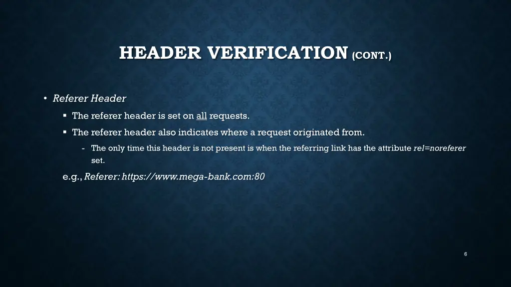 header verification cont 1