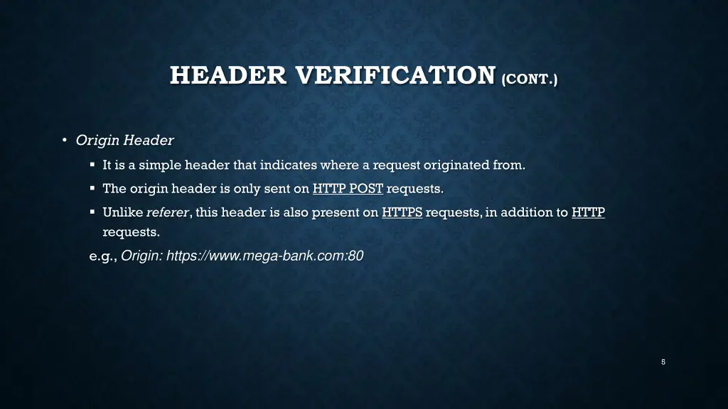 header verification cont