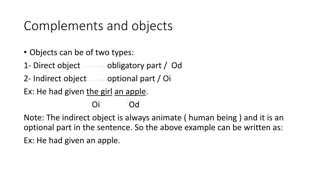 complements and objects