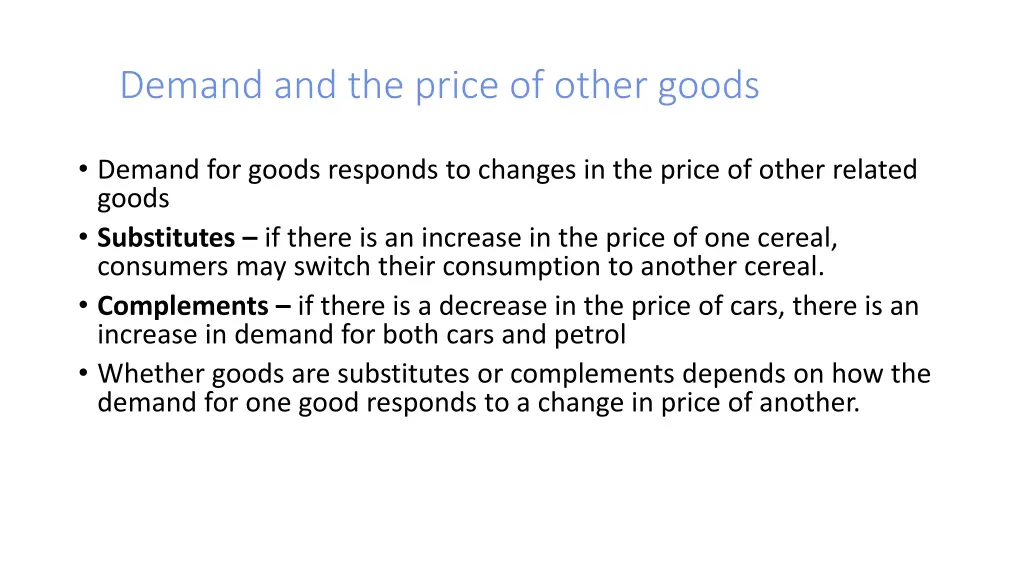 demand and the price of other goods