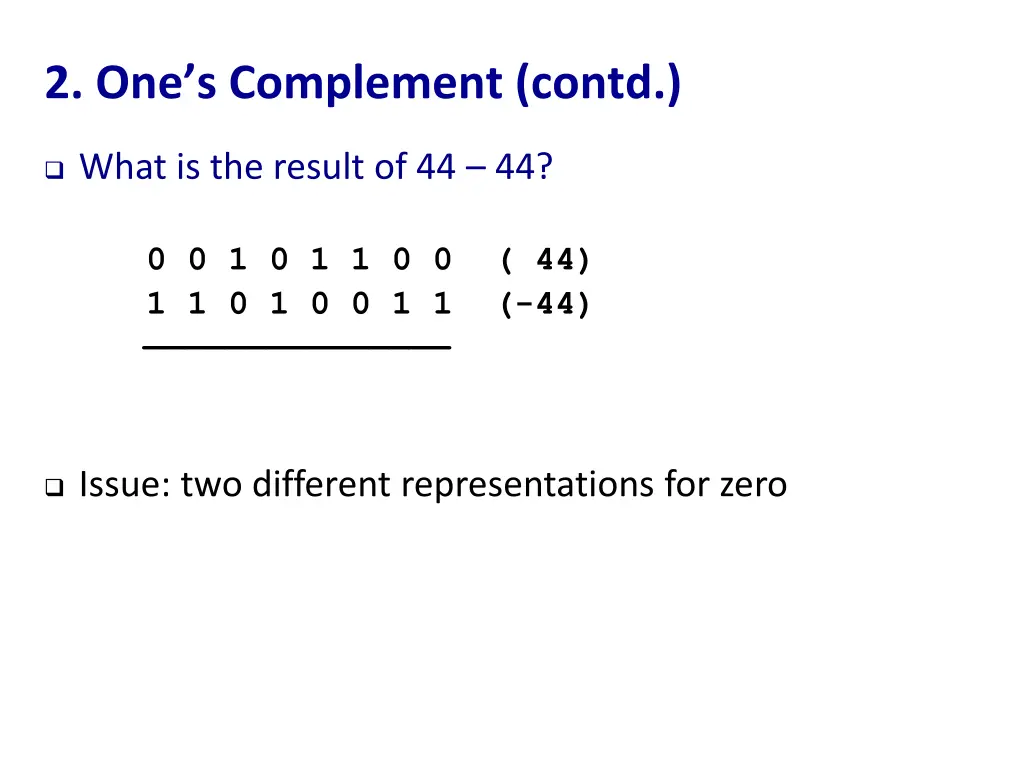2 one s complement contd