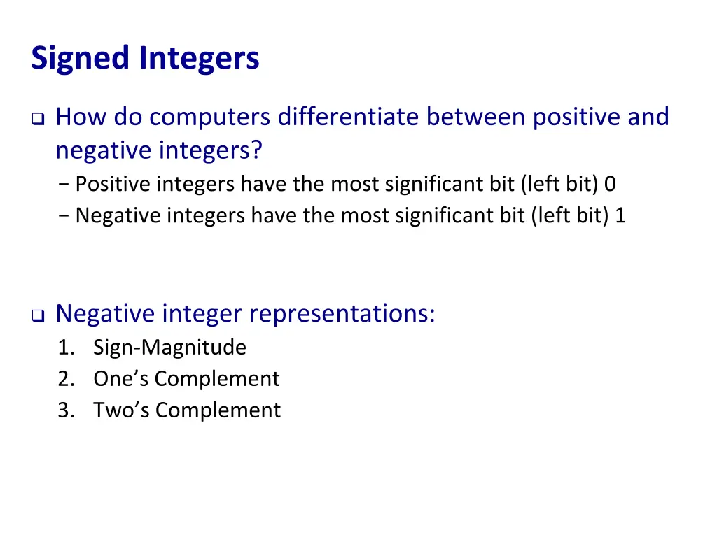 signed integers