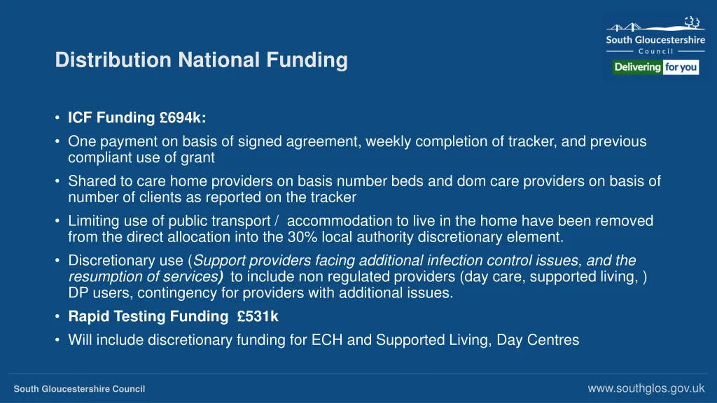distribution national funding