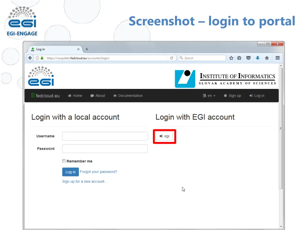 screenshot login to portal
