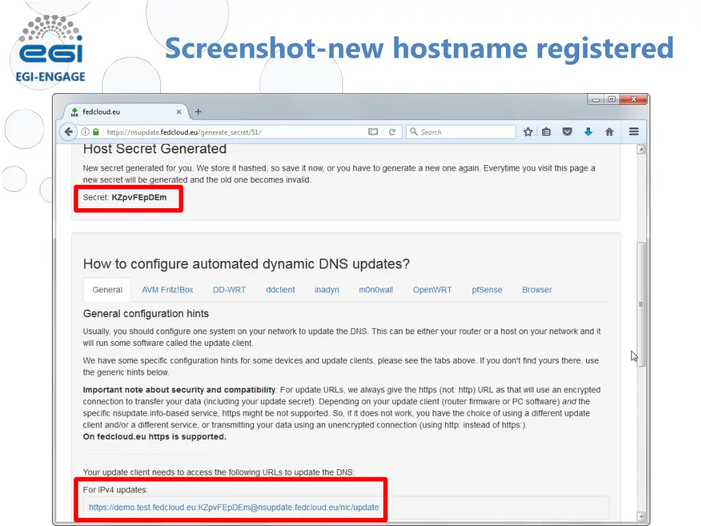 screenshot new hostname registered