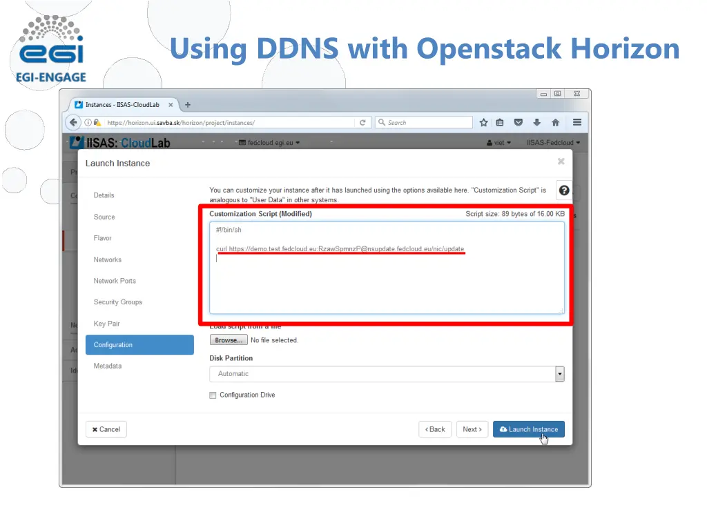 using ddns with openstack horizon