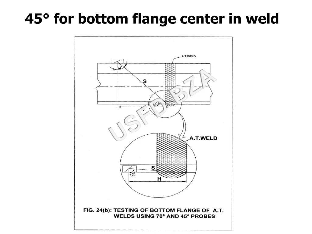 45 for bottom flange center in weld