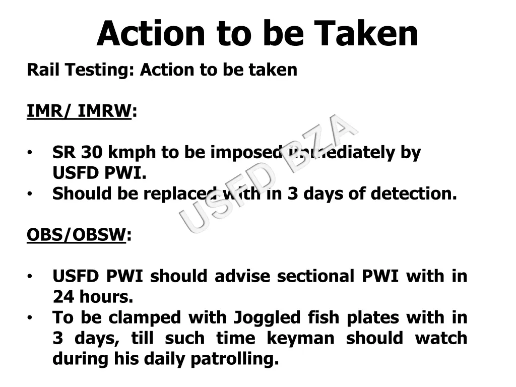 action to be taken