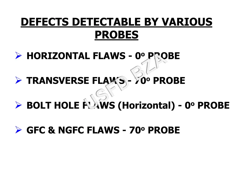 defects detectable by various probes