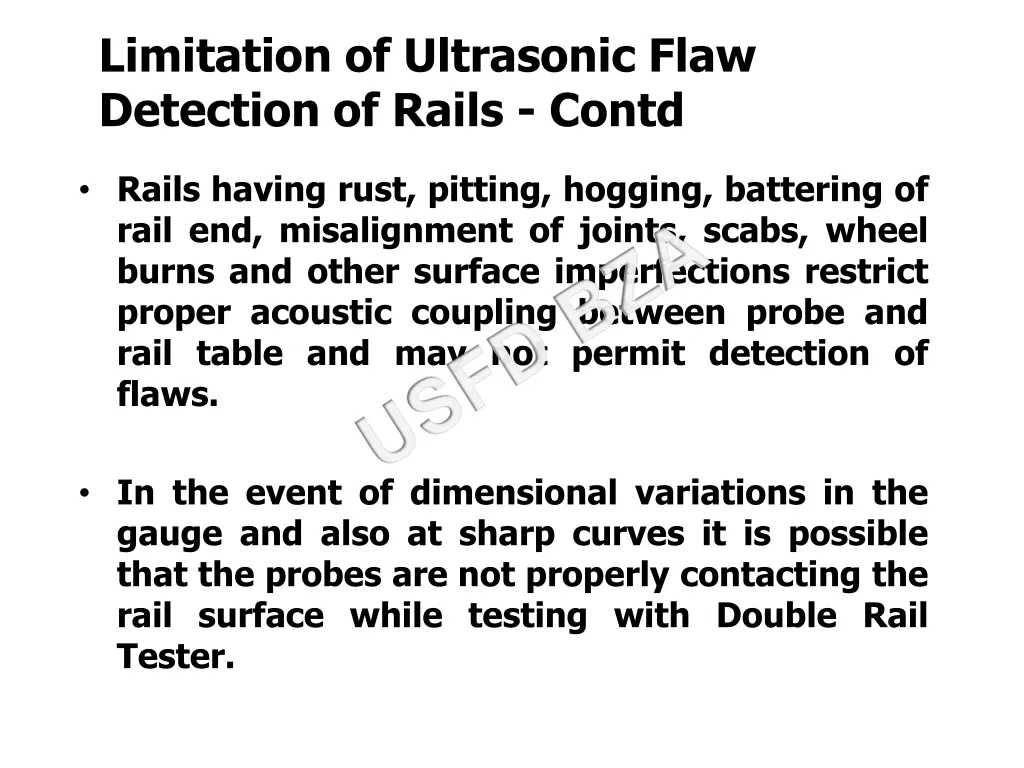 limitation of ultrasonic flaw detection of rails 1