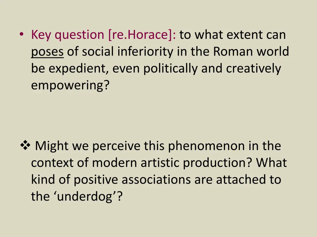 key question re horace to what extent can poses