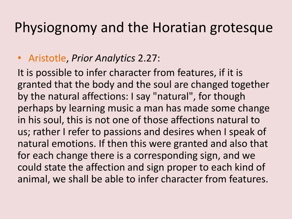 physiognomy and the horatian grotesque