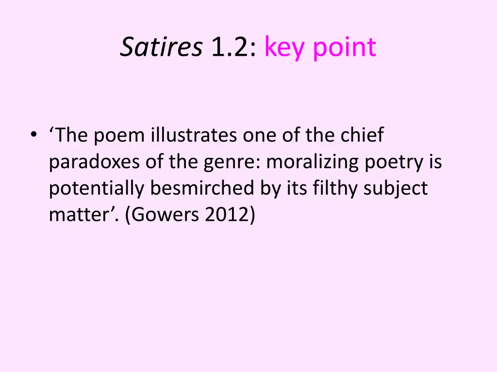 satires 1 2 key point