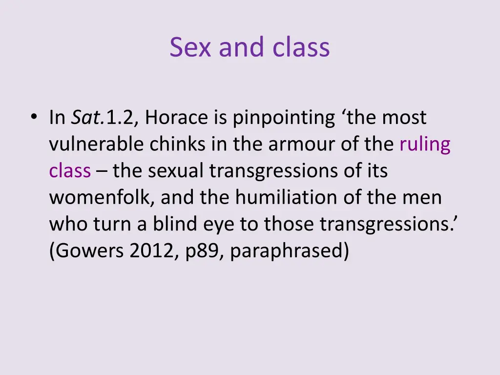 sex and class