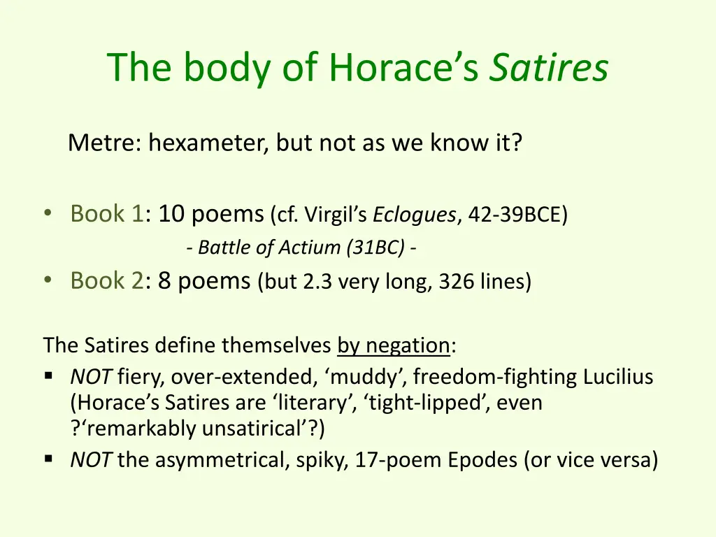 the body of horace s satires