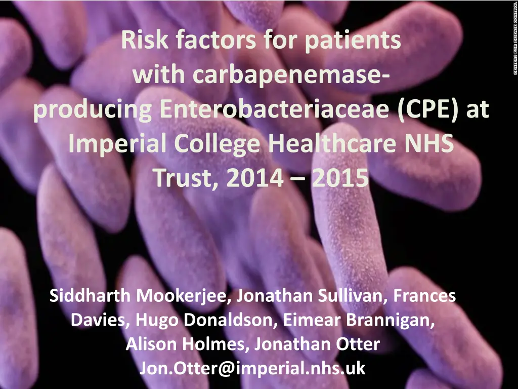 risk factors for patients with carbapenemase