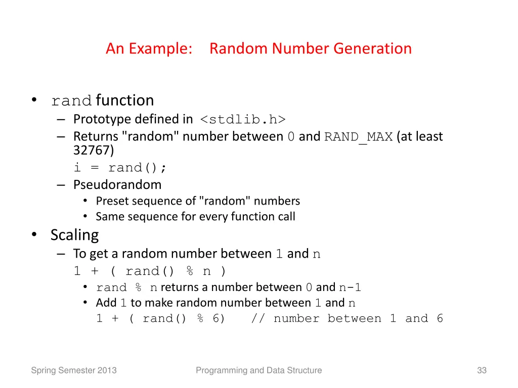 an example random number generation