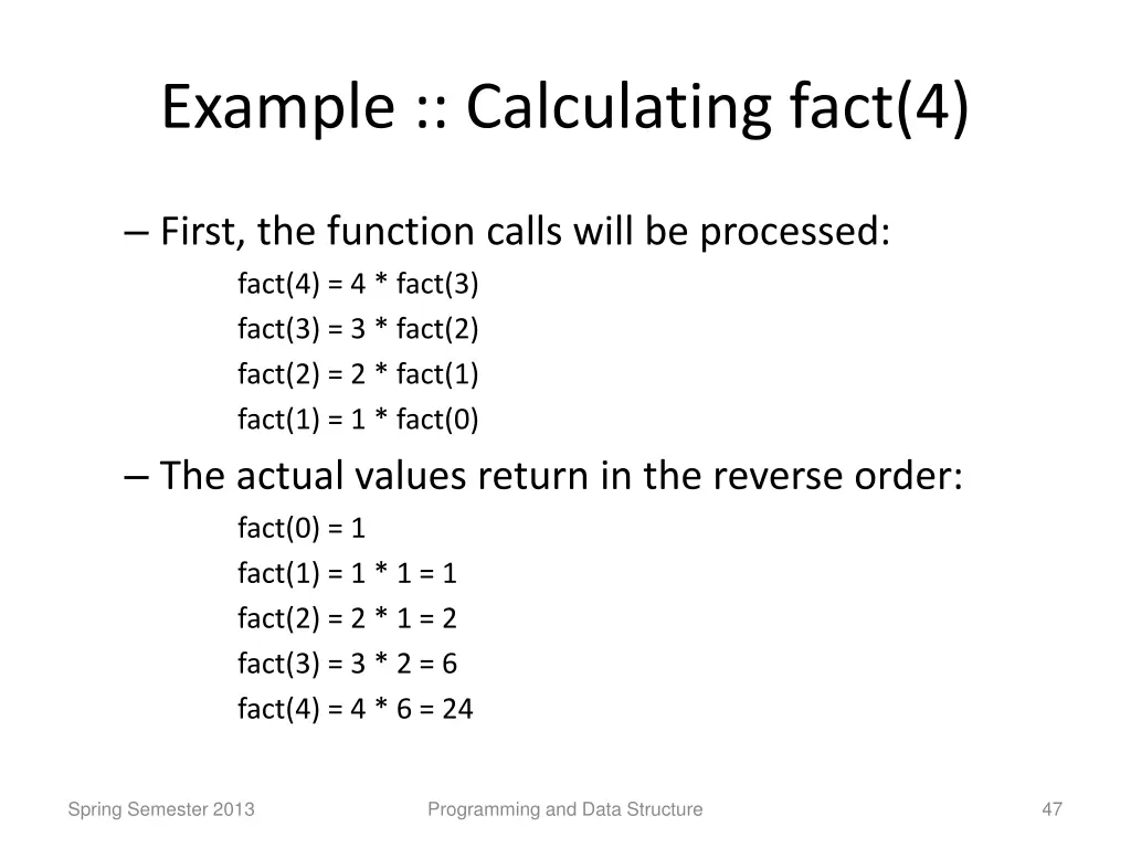 example calculating fact 4