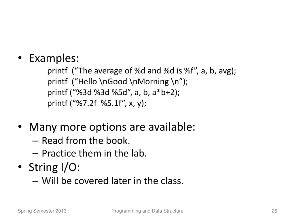 examples printf the average