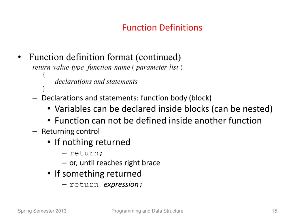 function definitions