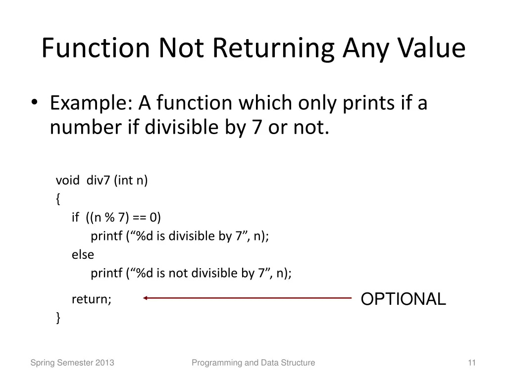 function not returning any value