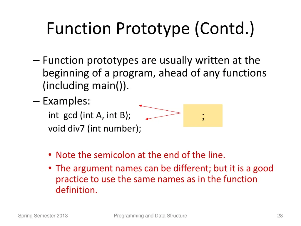 function prototype contd