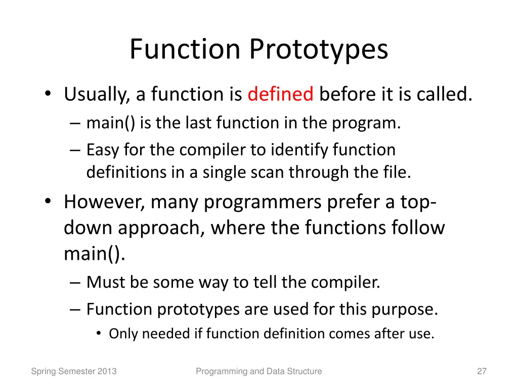 function prototypes
