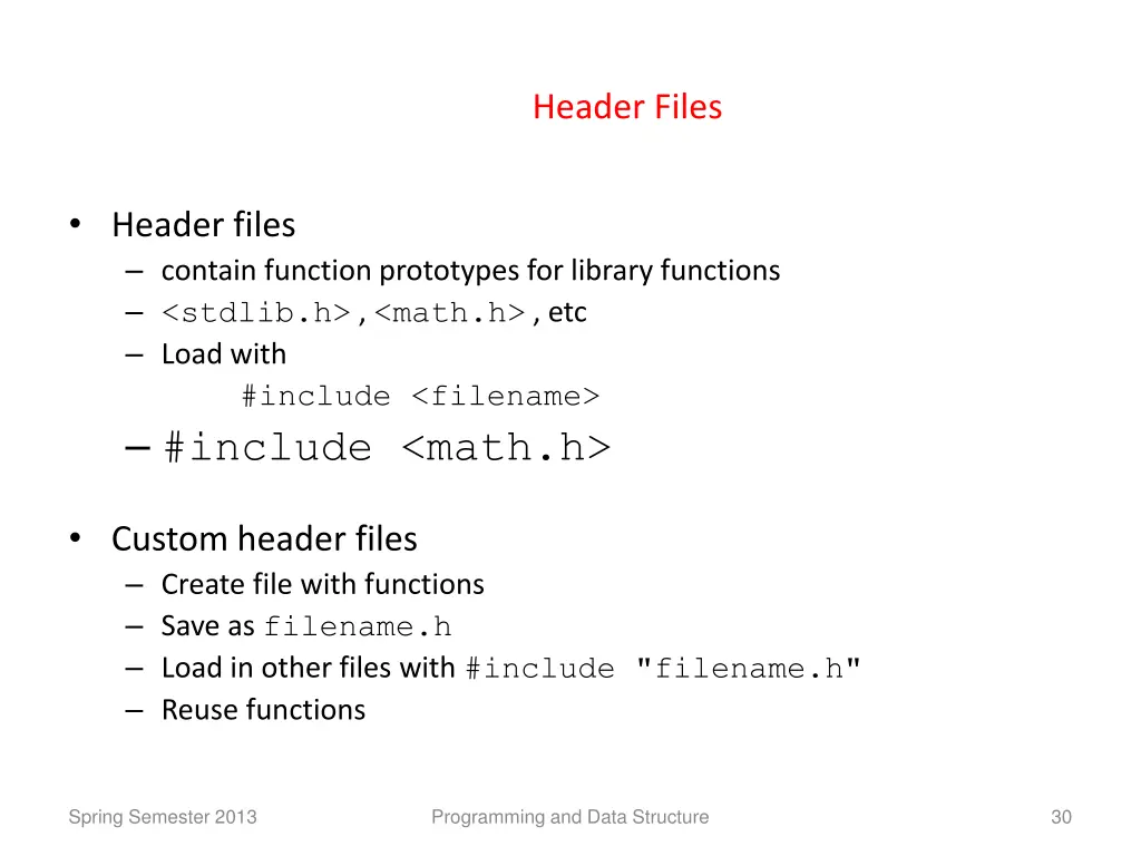 header files