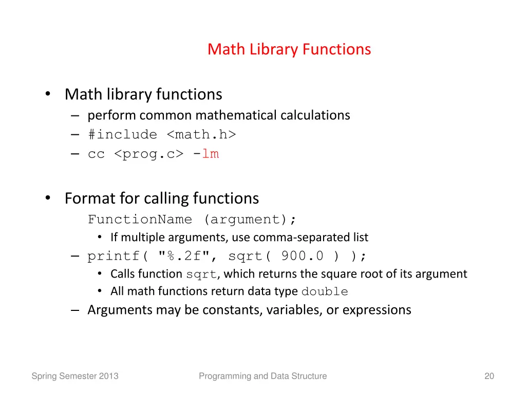 math library functions