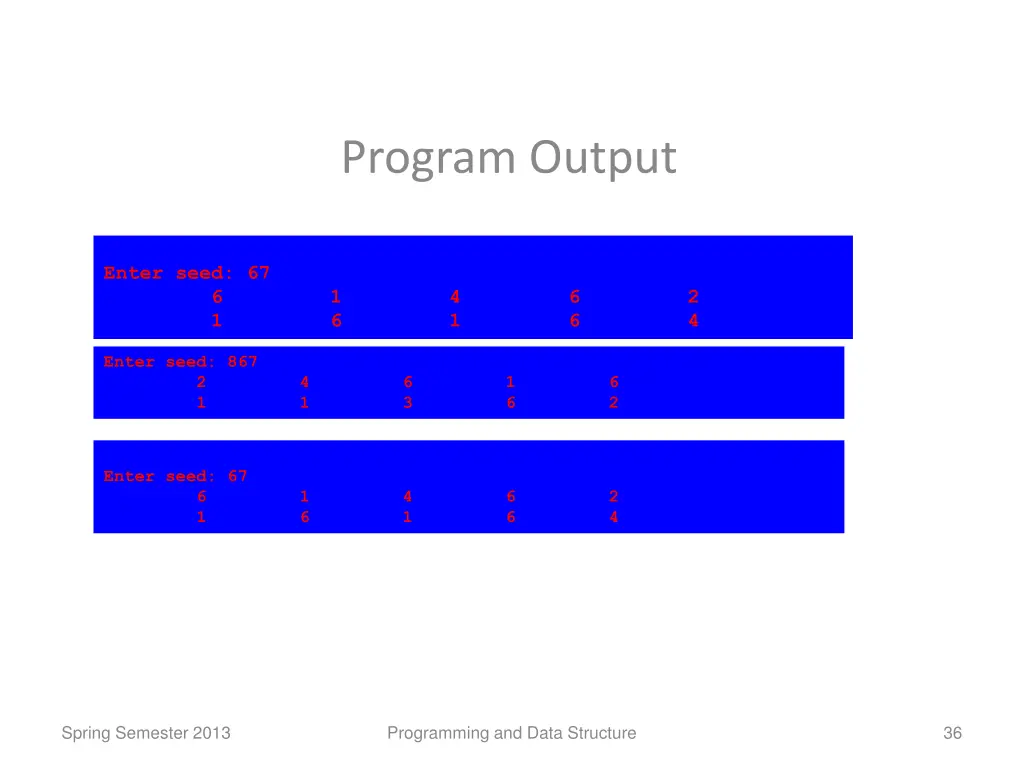 program output