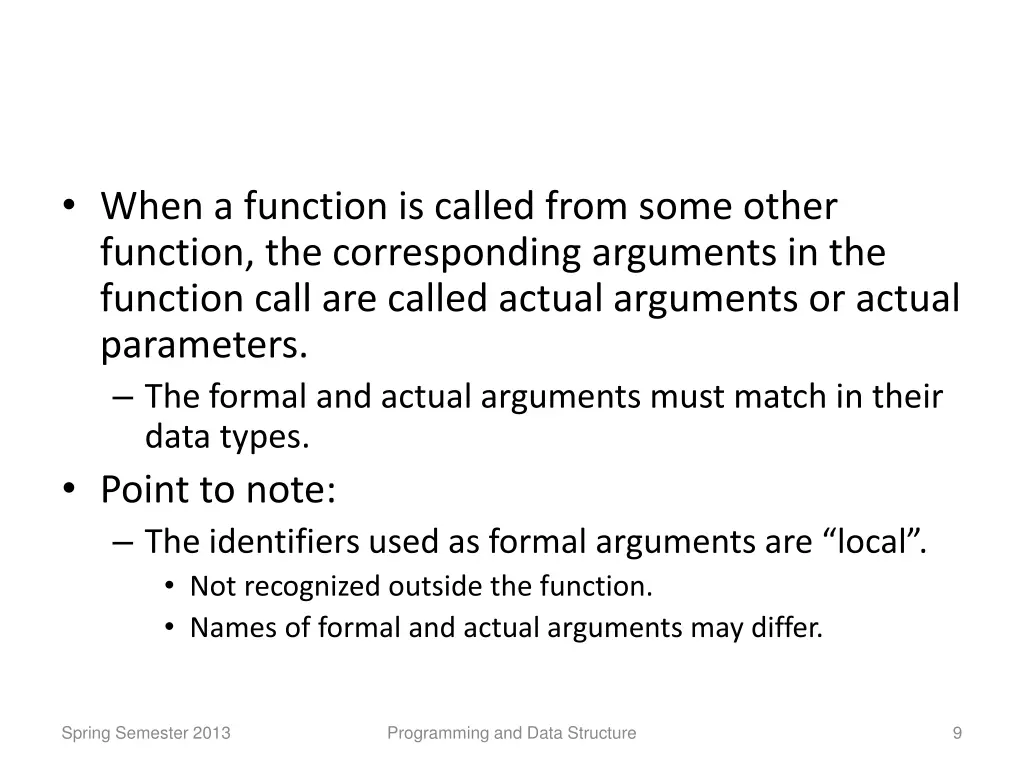 when a function is called from some other