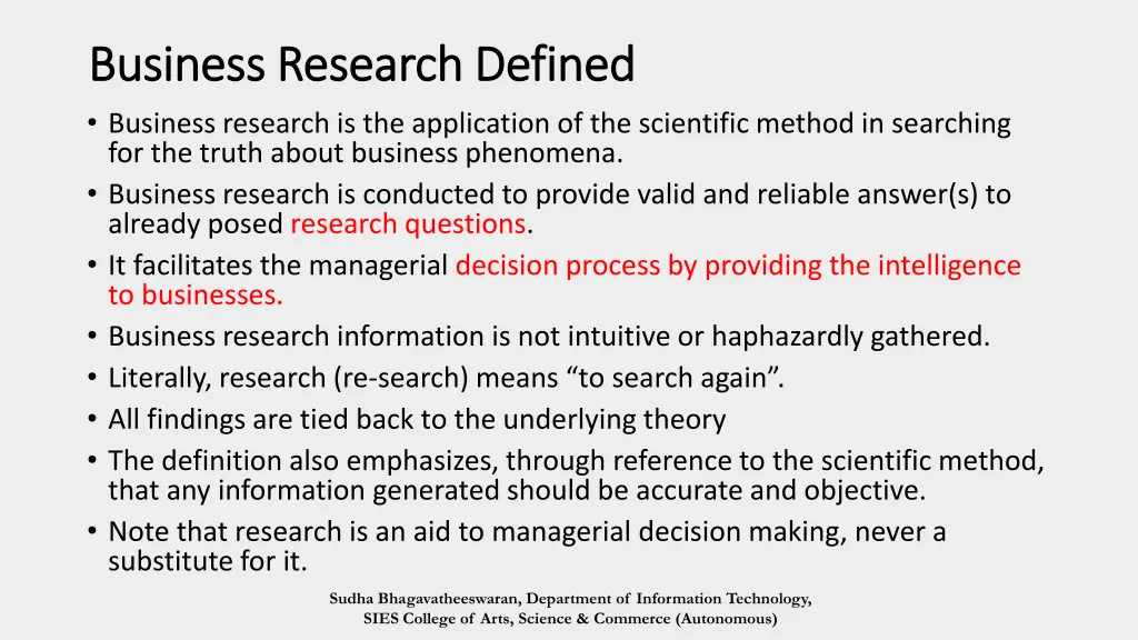 business research defined business research